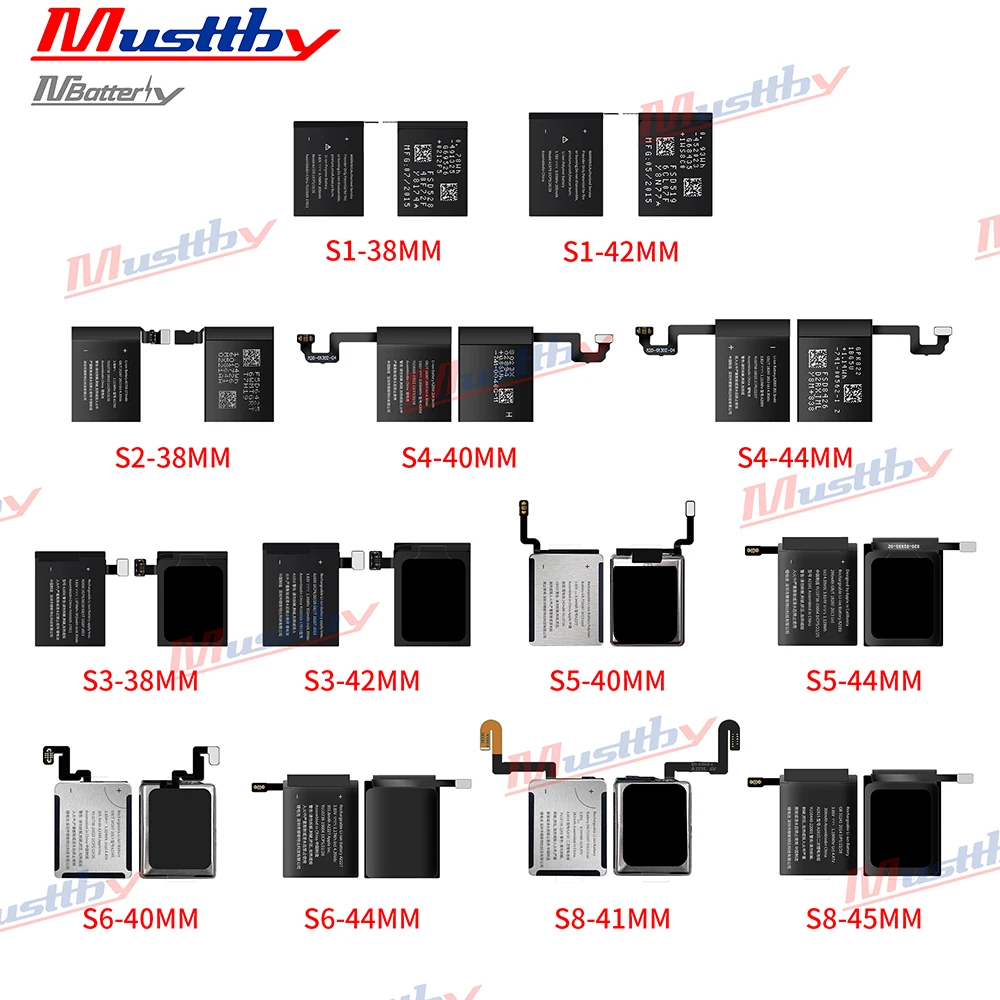 Musttby 1:1 OEM Replacement Battery For Apple iWatch Series SE 4 5 6 7 8 Bateria Watch S9 S3 GPS S4 S5 S6 S7 S8 40/41/42/44MM