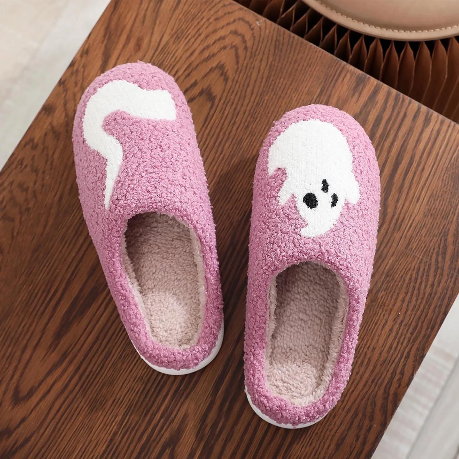 Halloween Ghost Cotton Slippers Home Flat Indoor Scream Non-slip Thickened Shoes Women Skull Warm Slippers Halloween Gift