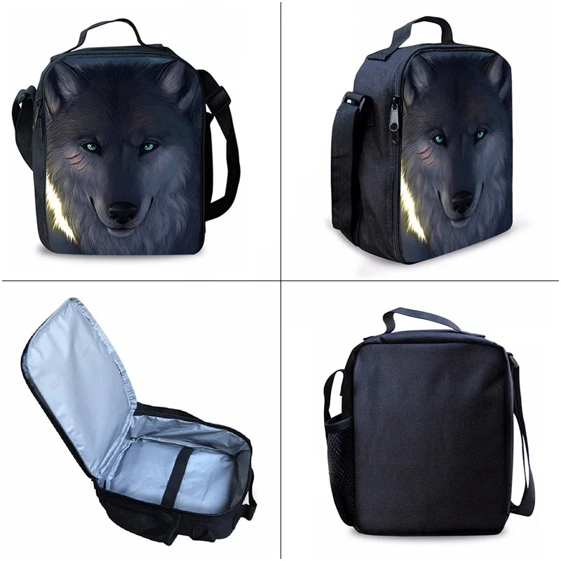 مجموعة حقائب ظهر مكونة من ثلاث قطع من Animal Wolf King للأولاد والبنات، أفضل الهدايا، حقيبة ظهر مدرسية كرتونية ثلاثية الأبعاد للأطفال
