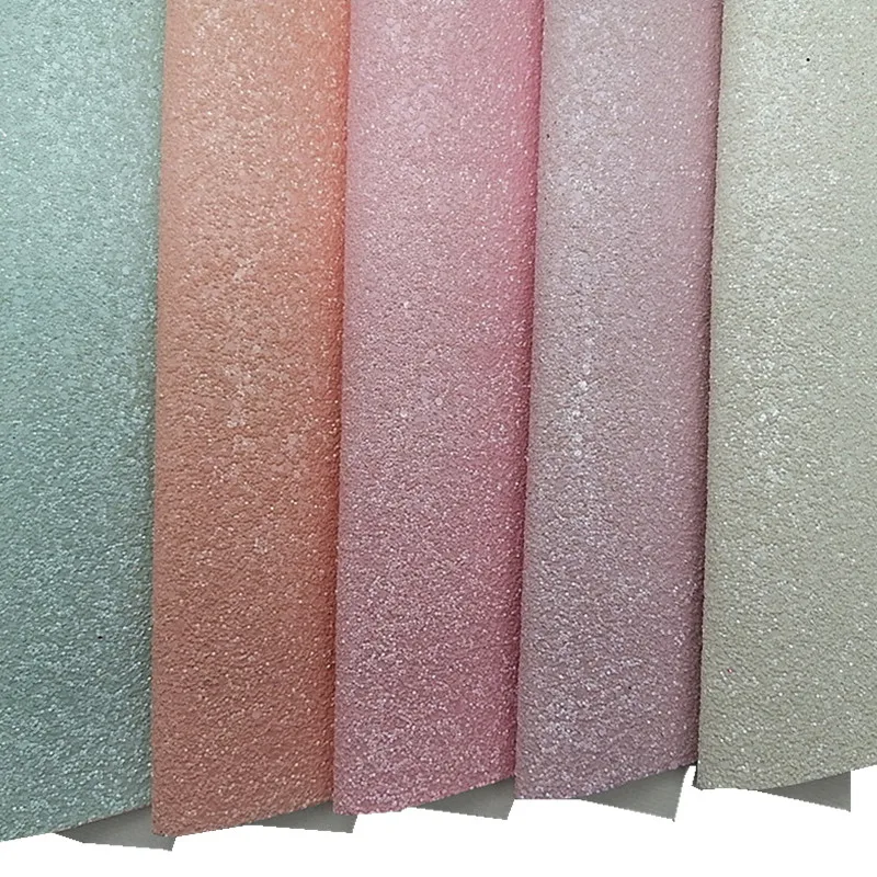 30X134CM Mini Rolls or Sheets Pastel Colors Chunky Glitter Leather Sheets Glitter Faux Leather Fabric Felt Backing Vinyl Q1843