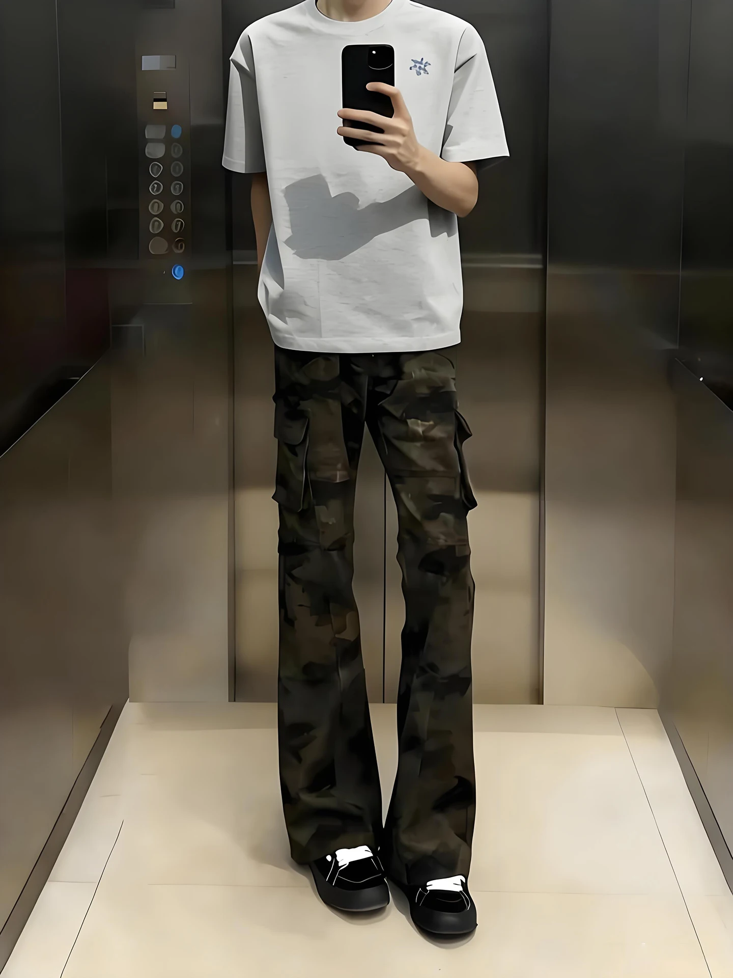 

Американские ретро-джинсы с камуфляжным принтом для мужчин, весенне-осенние, с высокой талией, прямые, зауженные, расклешенные, рабочие брюки, молодежная мода