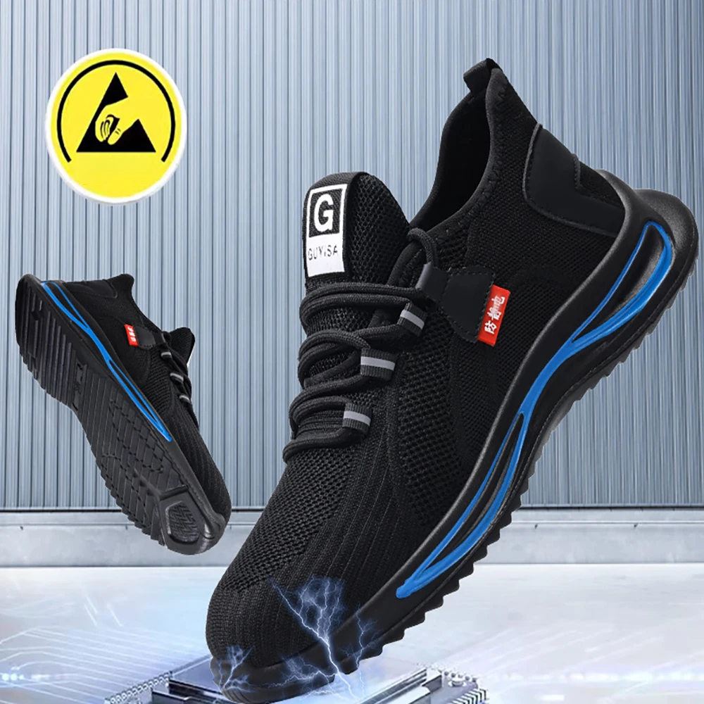 ArmorToe Zapatos de seguridad ESD unisex, transpirables, cómodos y duraderos, sin cordones, para sala limpia, taller electrónico, uso en verano # Armadura3072