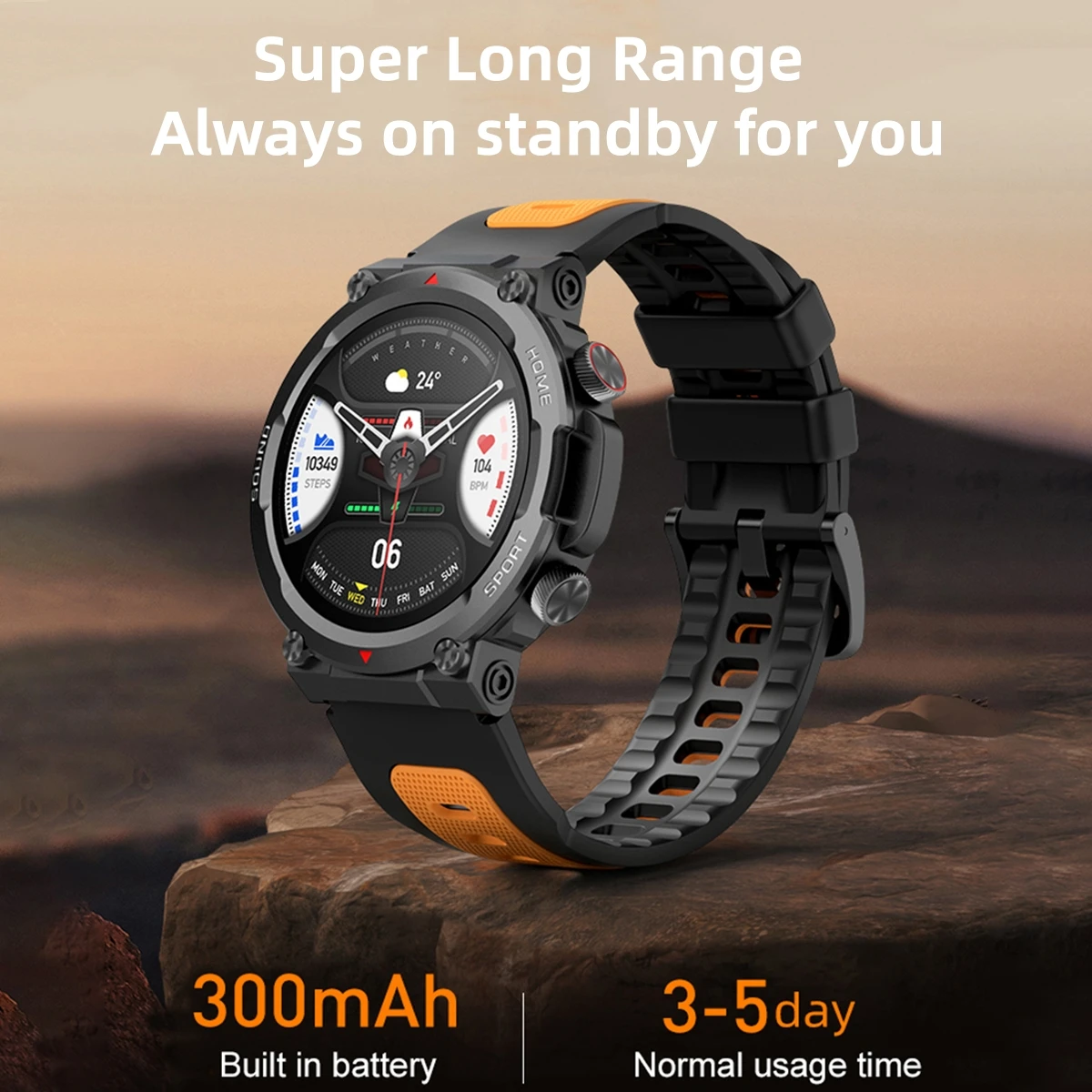 Outdoor Sports Military Smart Watch Bluetooth Calling Voice Assistant Heart Rate Blood Pressure Monitoring Fitness Smartwatch