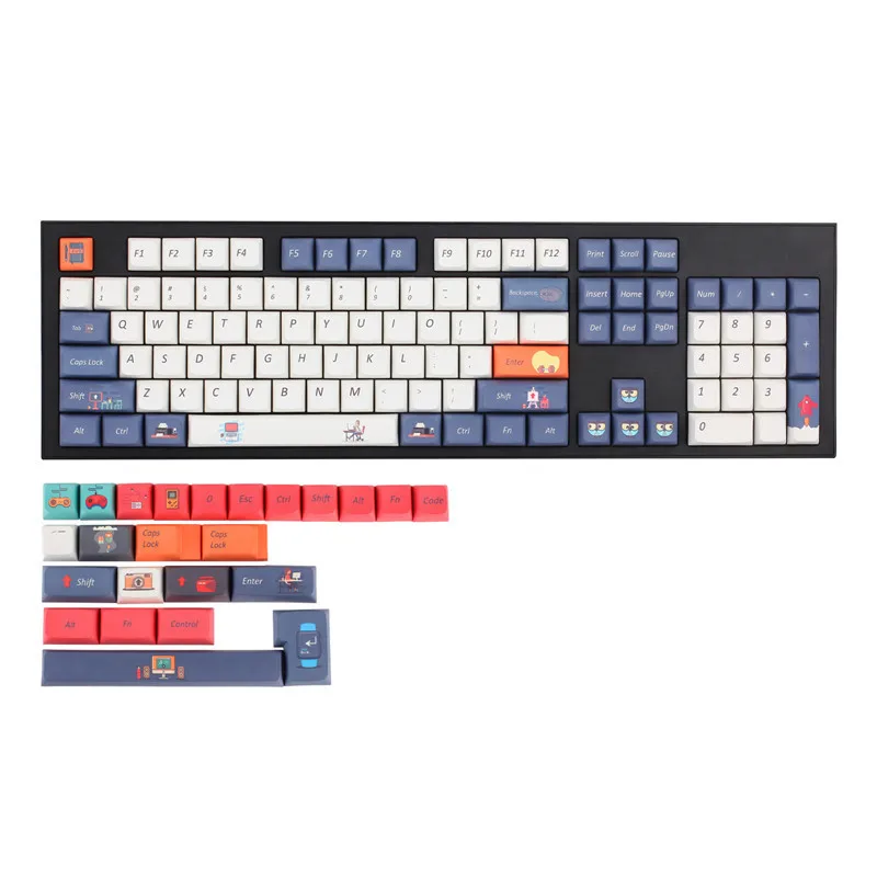 

126 Keys Work Or Rest Keycaps PBT Dye Sublimation Key Caps XDA Profile Keycap With ISO Enter 1.75u 2u Shift