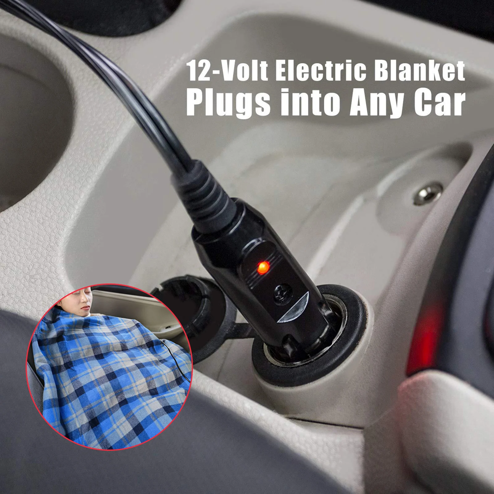 Car Heating Blanket 12V Heated Cigarette Plug Constant Temperature Heating Pad 2-Speed Switchable Heater Mat for Vehicle Camping