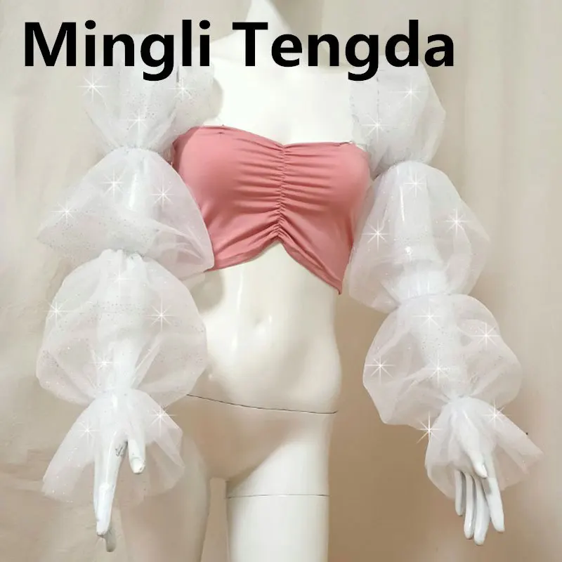 Mingli Tengda Bride Gloves For Wedding Blingling Long Sleeves Weding Accessories Bridal Glove Glitter Elegant Lady Custom Made