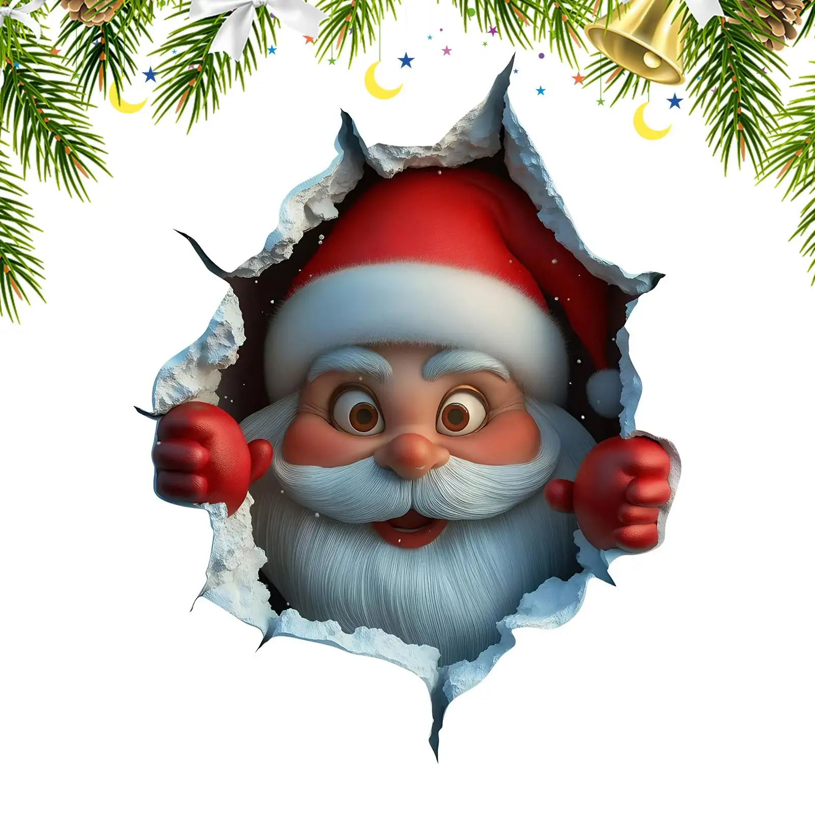 Christmas Removable Wall Decals Breaking Santa Claus Cute Cartoon Decals Christmas Wall Decorations for School Class Room Study