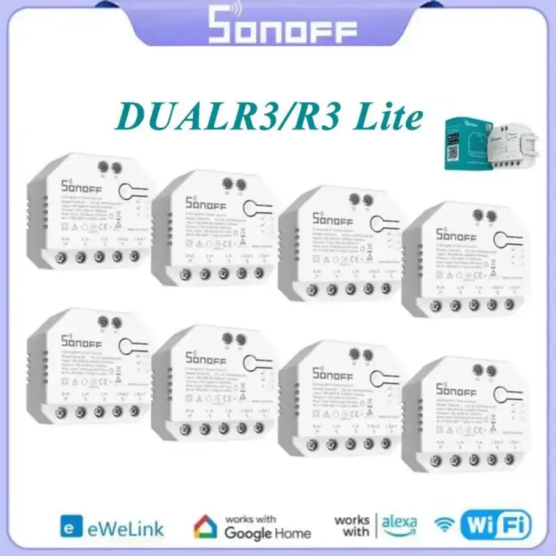 

Смарт-переключатель для штор SONOFF DUALR3 Dual R3 Lite с Wi-Fi для электрического моторизованного роликового затвора управление через Alexa Google Home eWeLink