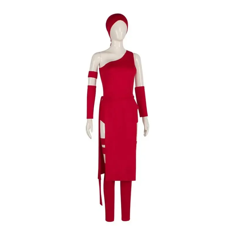 Comic character anti hero Natchios cosplay Halloween night demon Elektra red jumpsuit superhero stage costume sf/1