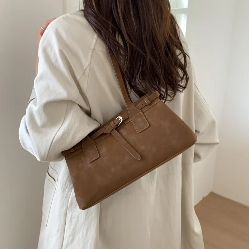 

2025 Новая винтажная замшевая сумка-тоут для женщин, модельерская роскошная сумка, модная сумка через плечо, повседневные шикарные сумки для