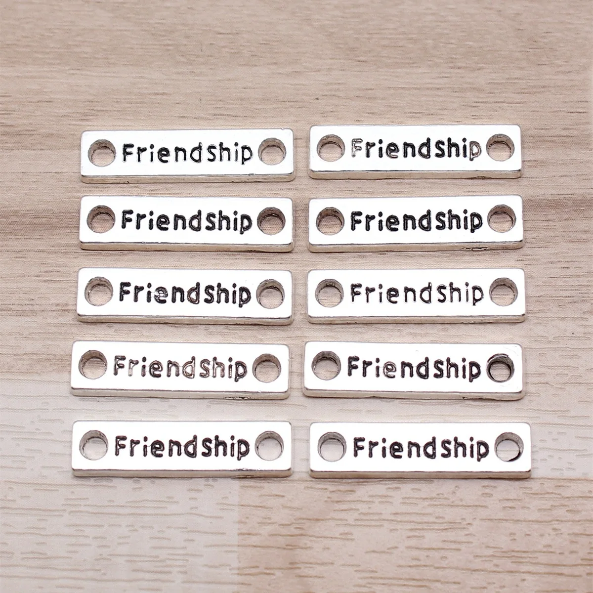 IFOCUS 10pcs/Lot Friendship Plate Connector Charms For DIY Jewelry Making Zinc Alloy 6x23mm/0.24x0.91inch
