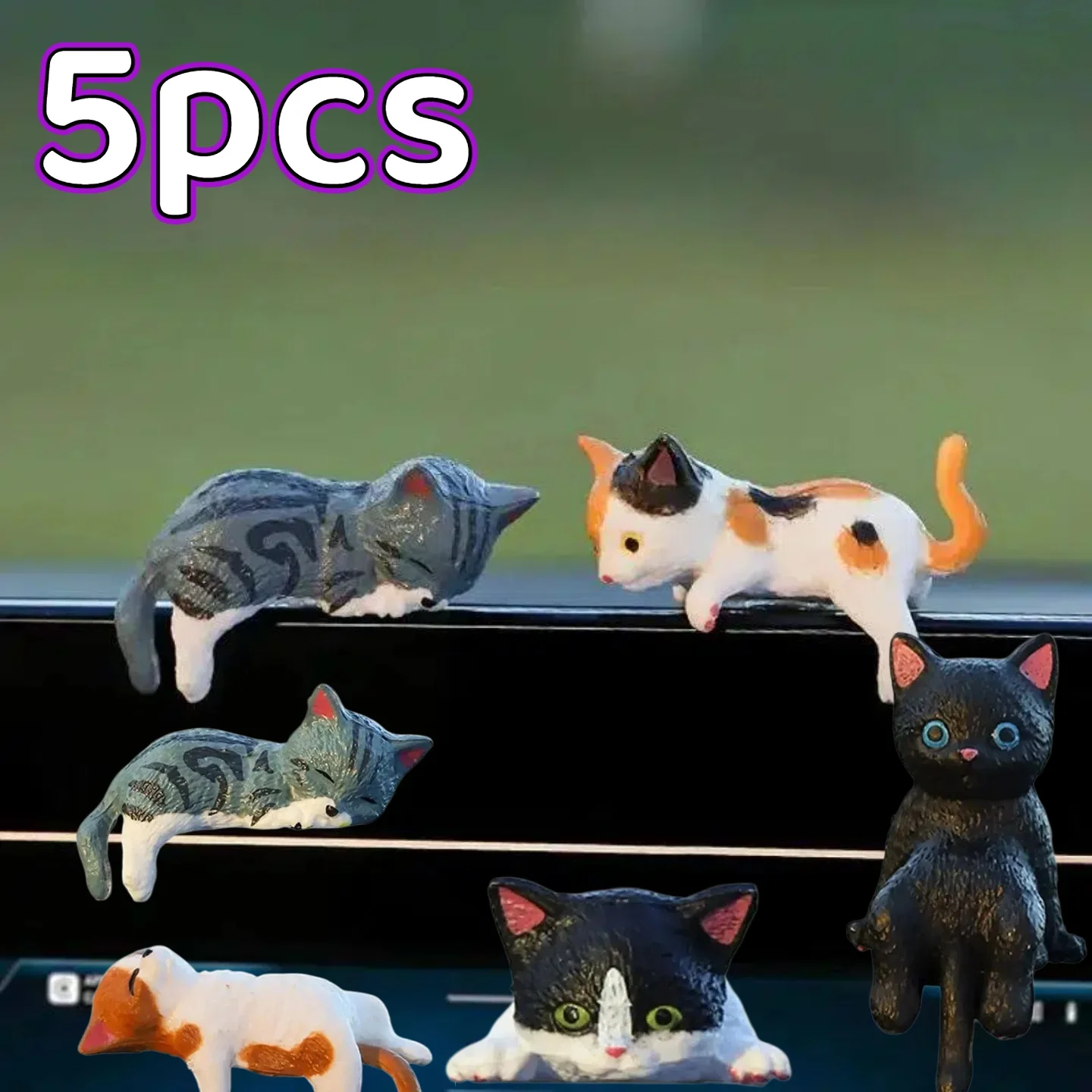 Cute Cat Figurine Decorative Statue Auto Rearview Mirror Pendant Air outlet For Car Accessories Home Office Desk Car Decor Gift