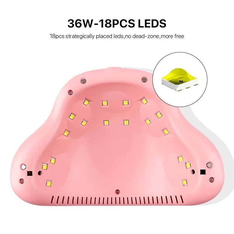 36w  Nail Lamp For Gel Polish 18 Led Professional Nail Dryer Uv Led Nails Dryer With 3 Timer Setting Professional Nail Art Tools