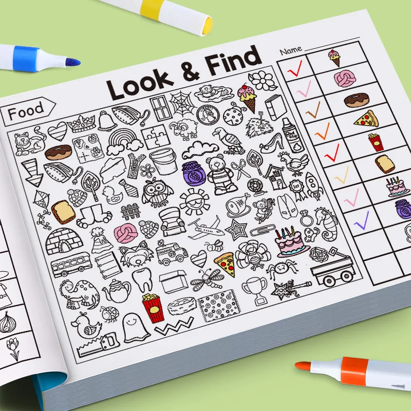 Children's Hidden Objects Coloring Book, Find & Color  - Interactive Find & Color Activity Book for School, Home, Travel