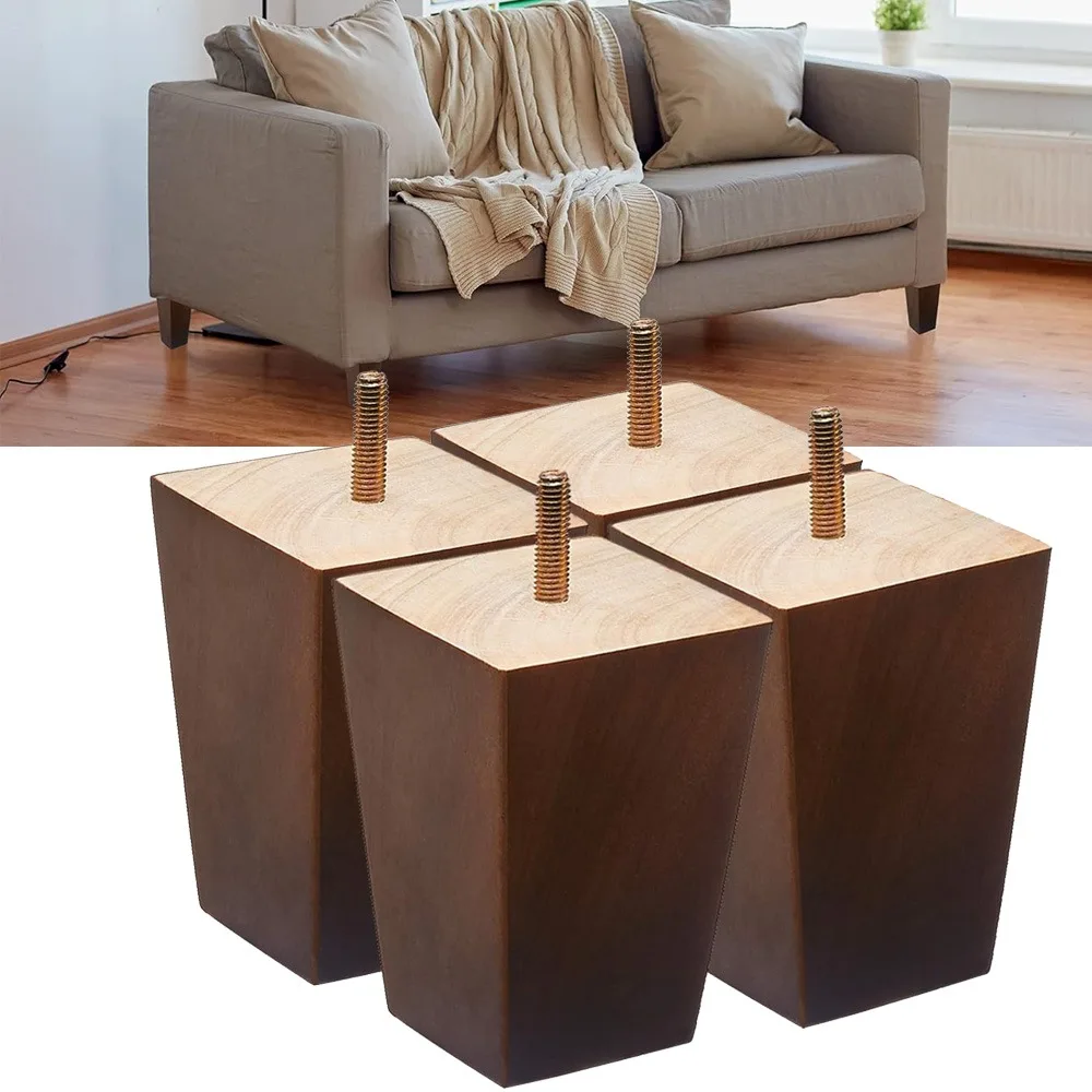 Modern Wood Furniture Legs Square Couch Legs Replacement Legs for Sofa, Armchair, Table, Dresser, Cabinet, Bed, Chair, Bench