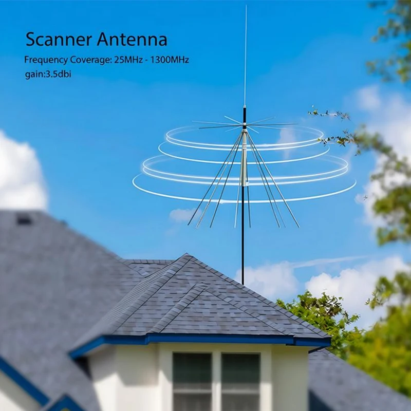 Antena de discone de banda ultra larga, 25 MHz-1300 MHz, compatível com multifrequência, conector PL259