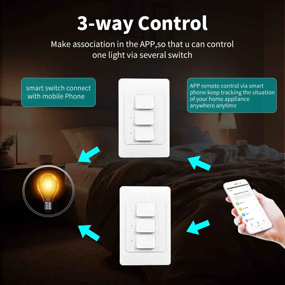 Tuya Zigbee Switch Smart Wall Light Switches Neutral Wire Required 110-220v 1 2 3Gang Voice Control Work with Alexa Google Home