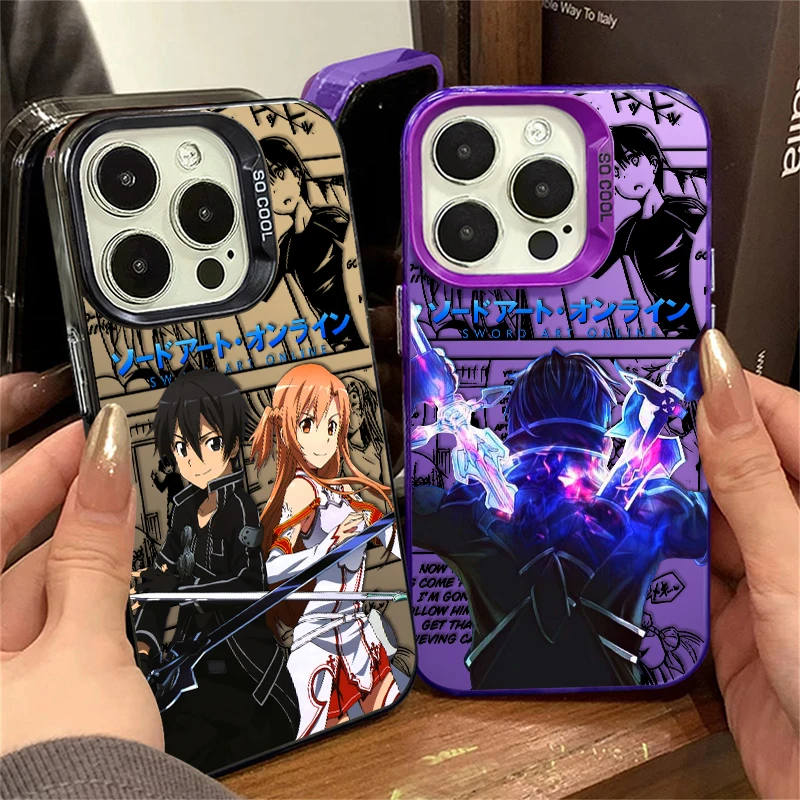 جراب هاتف فضي لـ iPhone ، فن السيف عبر الإنترنت ، SAO Kirigaya ، 15 ، 14 ، 13 ، 12 ، 11 Pro Max ، XS Max ، X ، XR ، 7 ، 8 Plus ، 6S ، أزياء ، ملونة ، الفضة