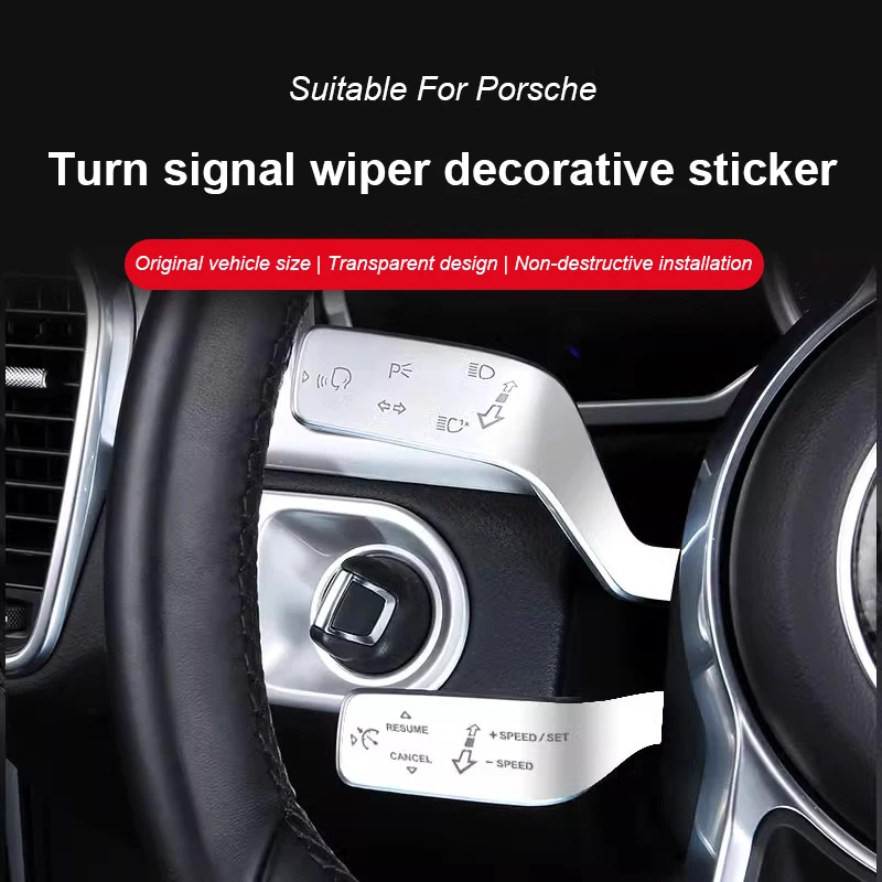 For Porsche Cayenne Panamera Interior Steering Wheel Headlight Switch Control Cover Turn Signal Windshield Wipers Switch Trims