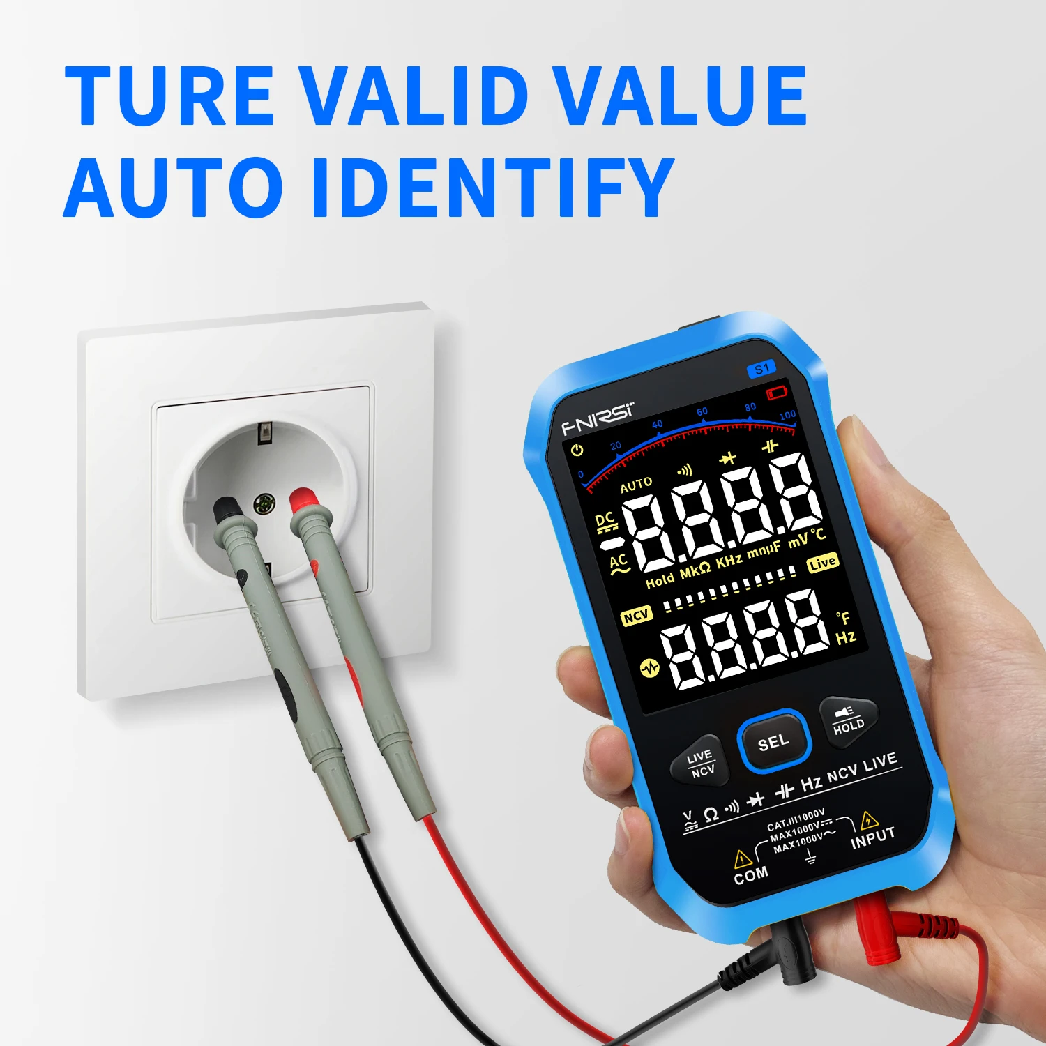 FNIRSI-S1 Digital Multimeter 9999counts AC DC Voltage Resistance Capacitance Diode NCV Hertz Live Wire Tester With Thermocouple