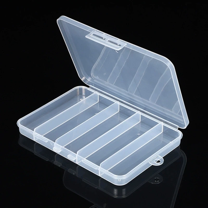 5 Grid Clear Plastic Fishing Tackle Storage Box Jewelry Making Findings Organizer Box Container Case Utility Box