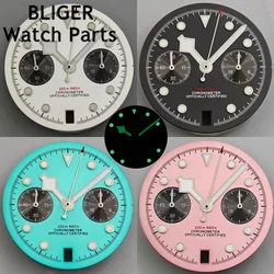 BLIGER 30mm VK64 Watch Dial With Snowflake Hands Set Green Luminous Fit VK64 Quartz Movement 6 O 'clock Date Window