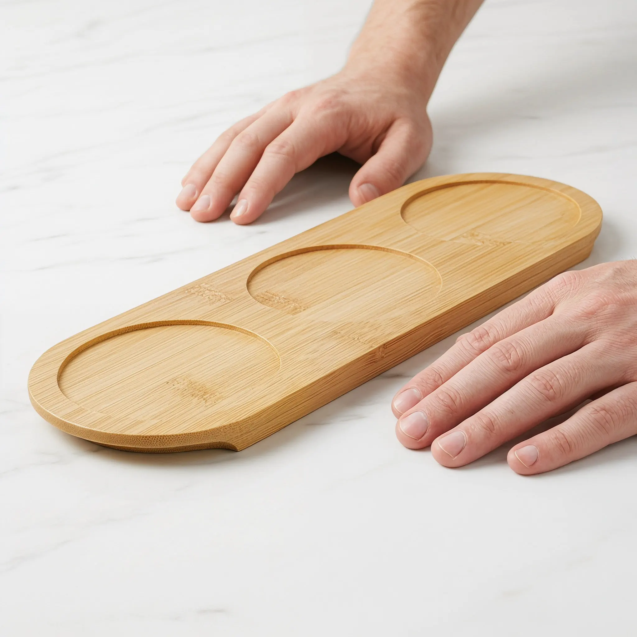 Bamboo Beer Flight Board 3-Hole Tasting Board for Beer Cocktail Serving Bar Home Party Ktv Restaurant Wooden Drink