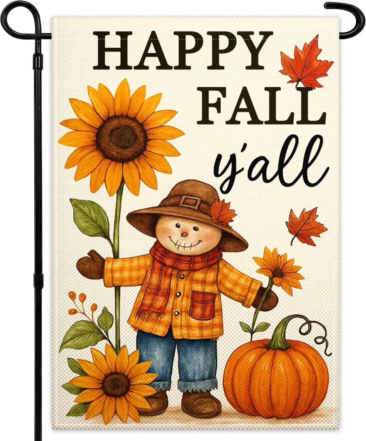 Happy Fall Y'All Garden Flag 12x18 Inch Double Sided Autumn Thanksgiving Garden Flag Scarecrow Garden Flags for Outdoor  uui