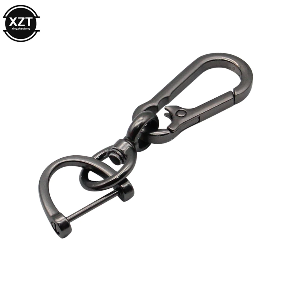 Anti-Lost Car Key Pendant Creative Simple Keychain Strong Carabiner Shape Stainless Steel Keyring Man Unisex Gift Auto Interior