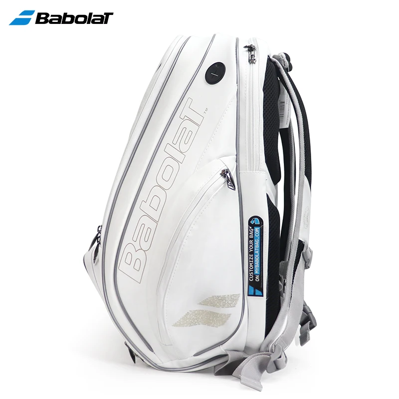 BABOLAT WMBLEDON-Bolsa de tênis para homens e mulheres, branco e dourado, 2-3 squash, mochila, compartimento de sapatos, mochila, original, 2023