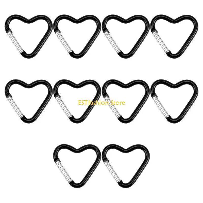 Y5GC 10pcs Aliminum Heart Shaped Metal Carabiner Holder for Everyday Use