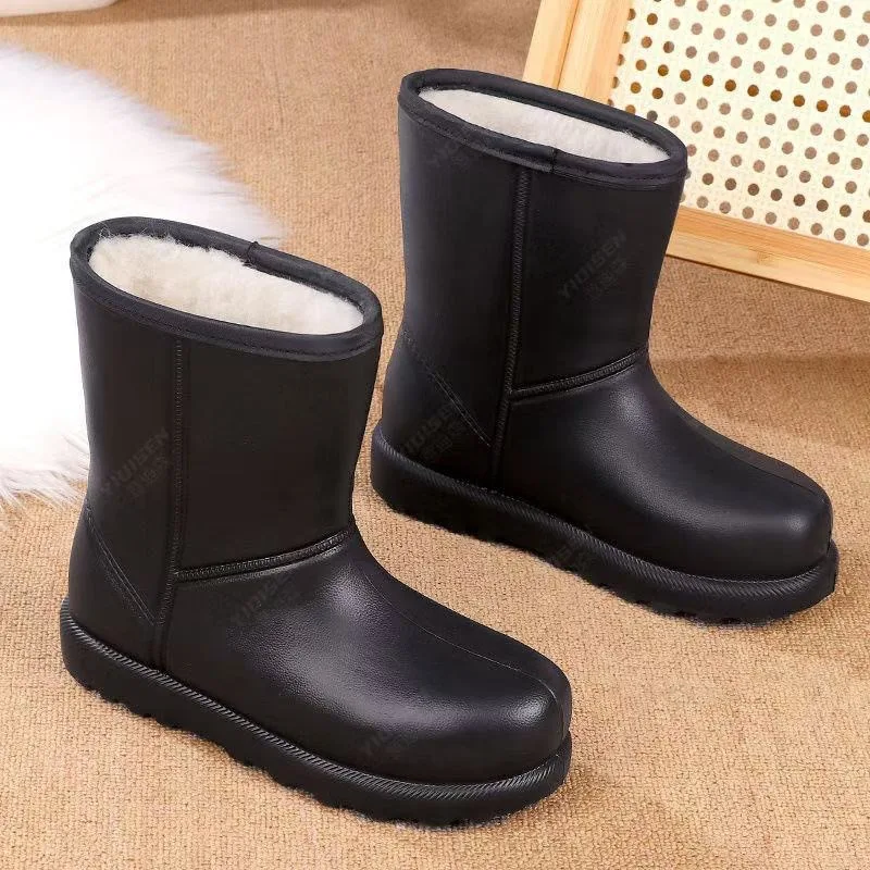 Women's Rain Boots Winter Womens Snow Boots Plush Keep Warm Kitchen Shoes Waterproof EVA Shoes for Women Non Slip Bottes Femmes