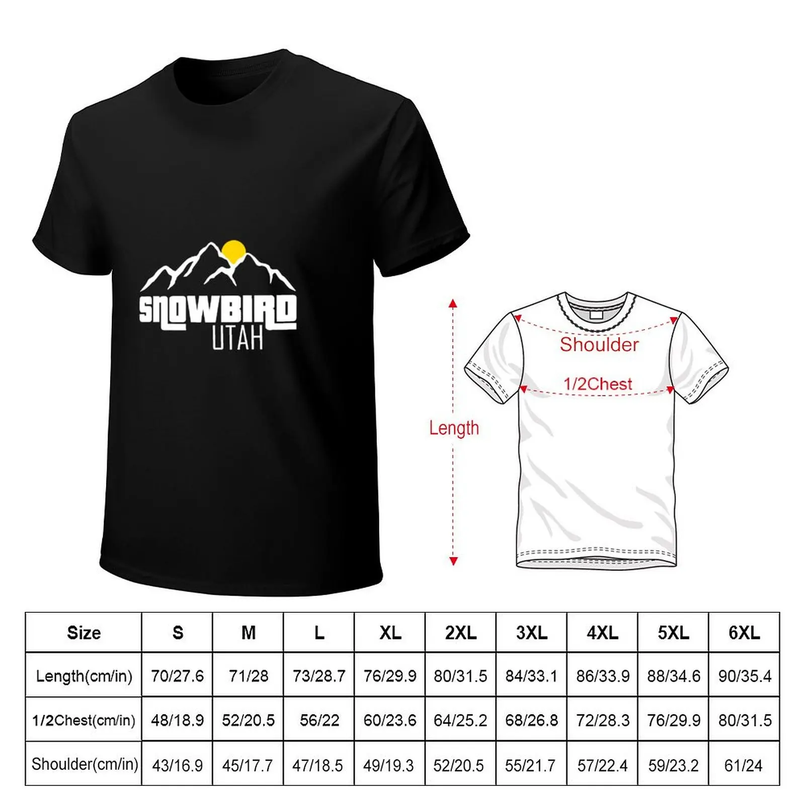 Snowbird Utah Ski Skiing Trip T-Shirt Casual Loose Short Sleeve Tee for Men