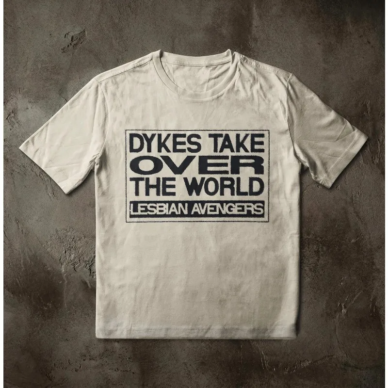 Lesbian Avengers Dykes Take Over The World Tee, Vintage 90s Pride All-season casual comfortable base layer T-shirt,unisex.