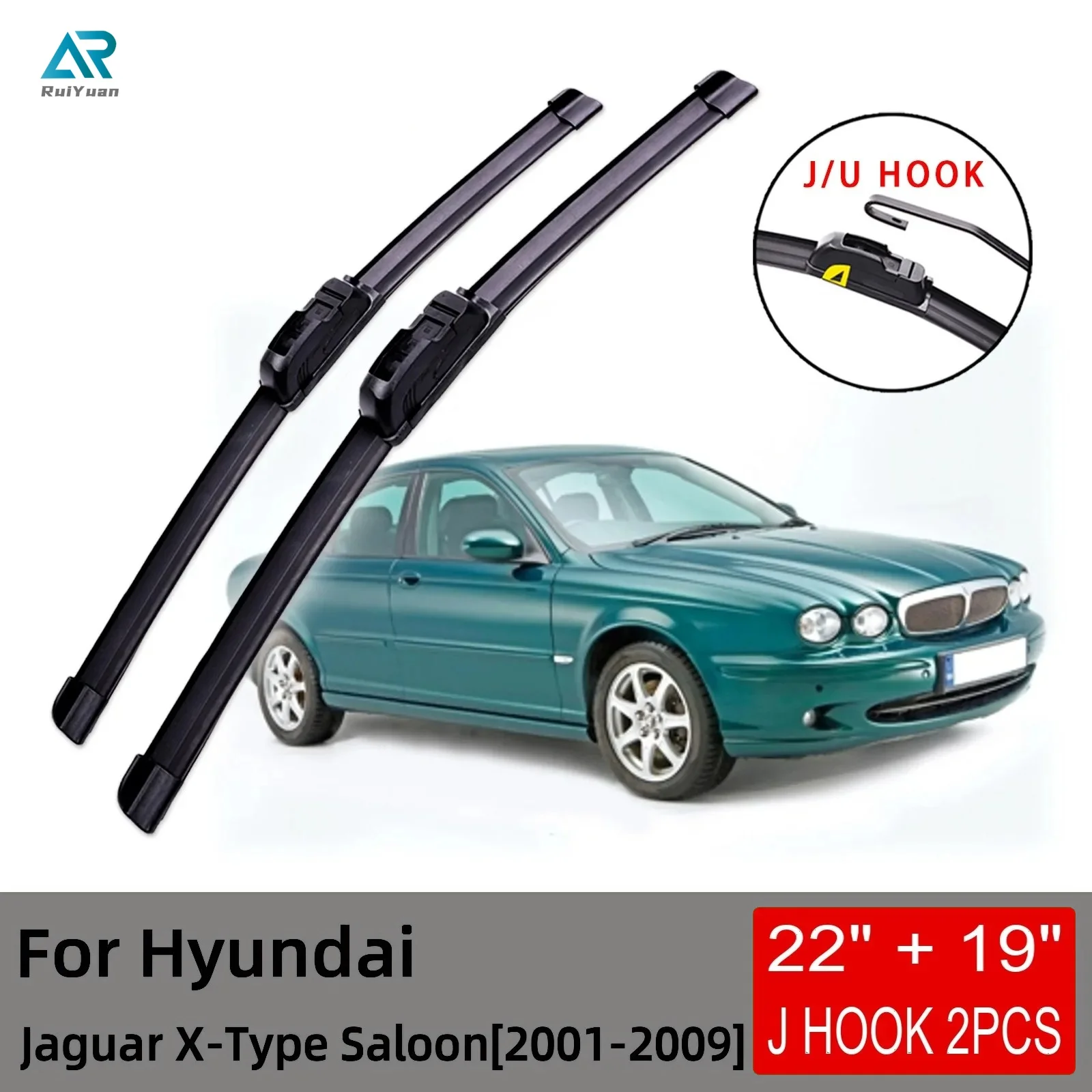 

For Hyundai Jaguar X-Type Saloon 2002 2003 2004 2005 2006 2007 2008 2009 Front Wiper Blades Brushes Cutter Accessories U J Hook