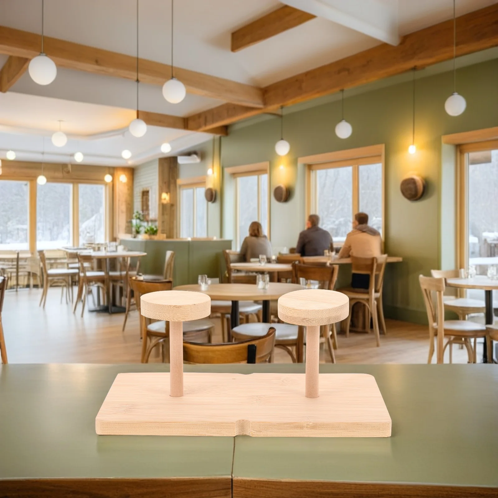 

Bamboo Paper Cup Holder 2 Compartment Anti-Spill Storage Rack For Bathroom Desk Coffee Shop Cup Dispenser Stand Kitchen