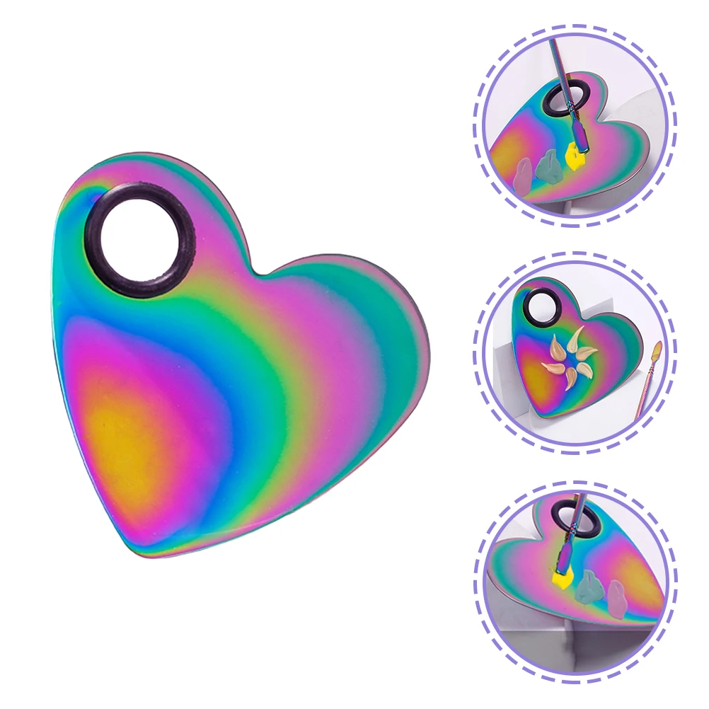 

1Set Nail Color Mixing Palettes Heart Shaped Smooth Flat Makeup Mixing Plate Spatula Nail Polish Pigment Color Blending Tool