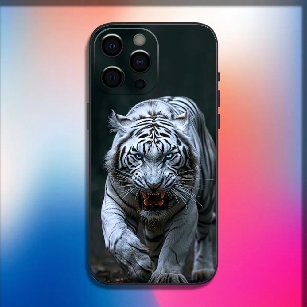 Wolf Lion Leopard Tiger Phone Case For iPhone 16,15,14,13,12,11,Pro,X,XS,Max,XR,Plus,Mini Soft Black Cover