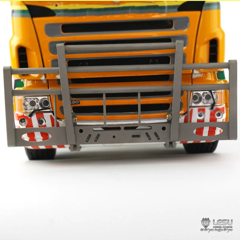 LESU For 1/14 Truck Tow Head Remote Control Toy Metal Crash Fence R470 R620 Front Bumper Cattle Fence Rc Accessories