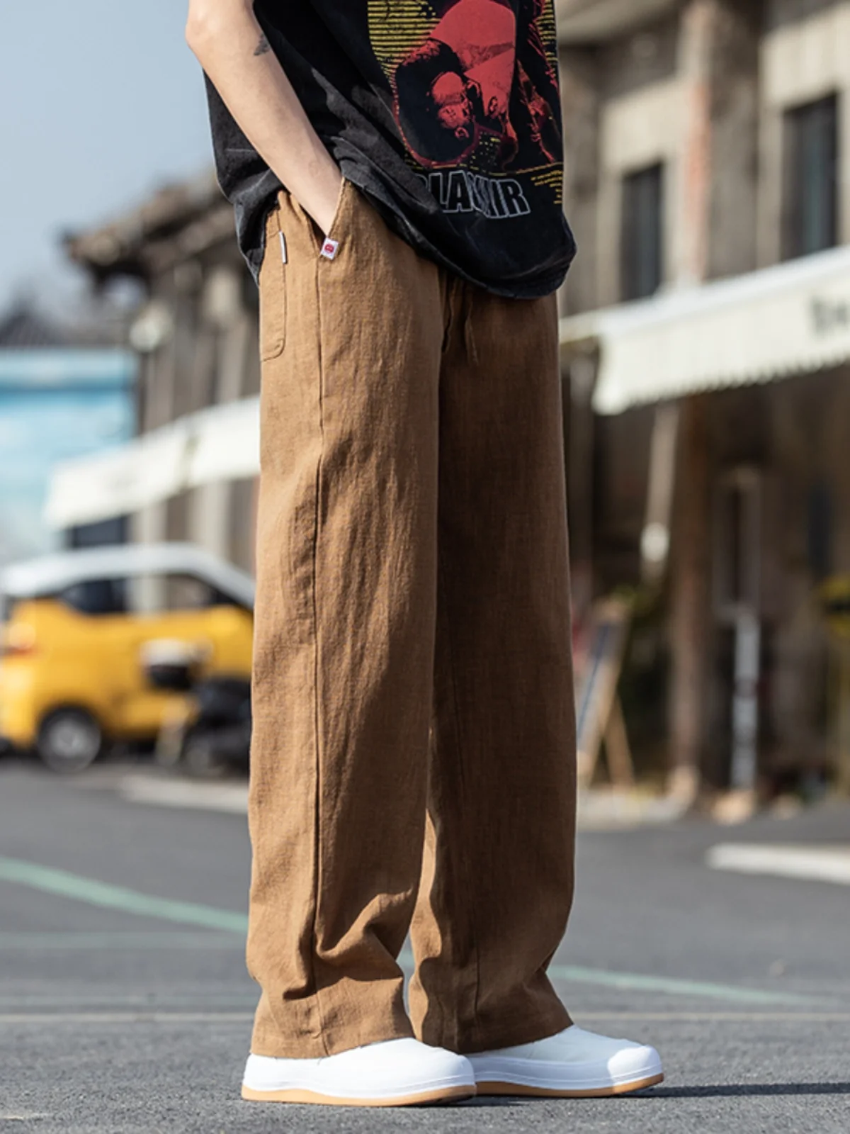 

Летние тонкие льняные брюки для мужчин: свободные, широкие, повседневные, длинные, из хлопка и льна, прямого кроя, молодежные, модные