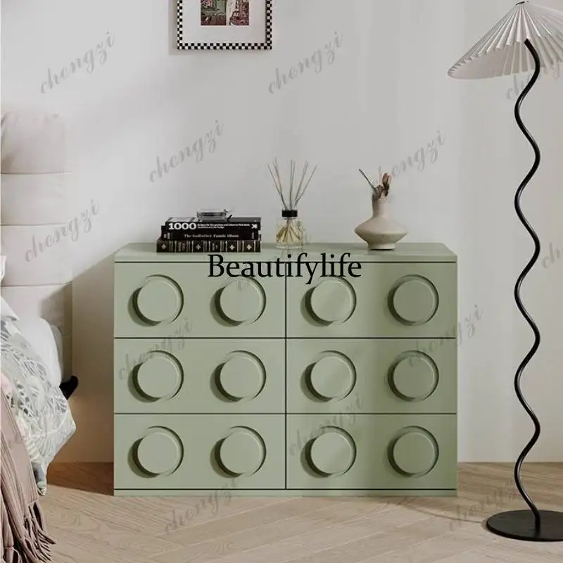 TTT Blue Decoration Bedside Table Aesthetic Drawers Space Saving Bedside Table Japanese Storage
