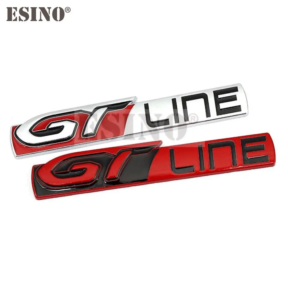 Car Styling GT Line 3D Metal Chrome Zinc Alloy Emblem Badge Body Fender Adhesive Emblem for Peugeot GT RCZ 308 508 3008 5008