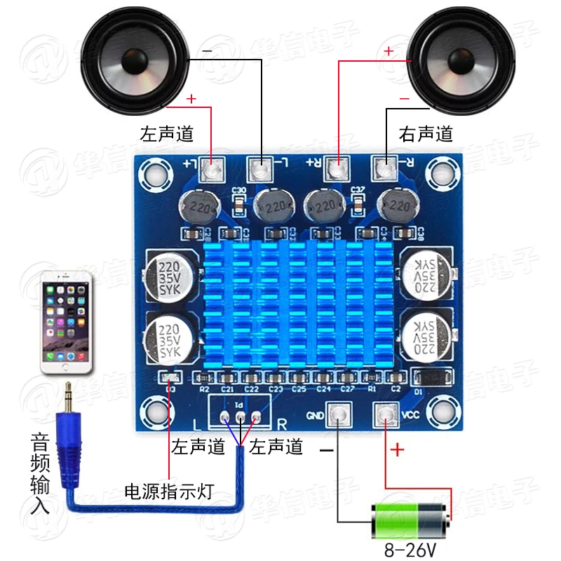 XH-A232 HD Digital Audio Amplifier Board MP3 Amplification Module 12v24v Sound Amplification Board Double Channel 30W