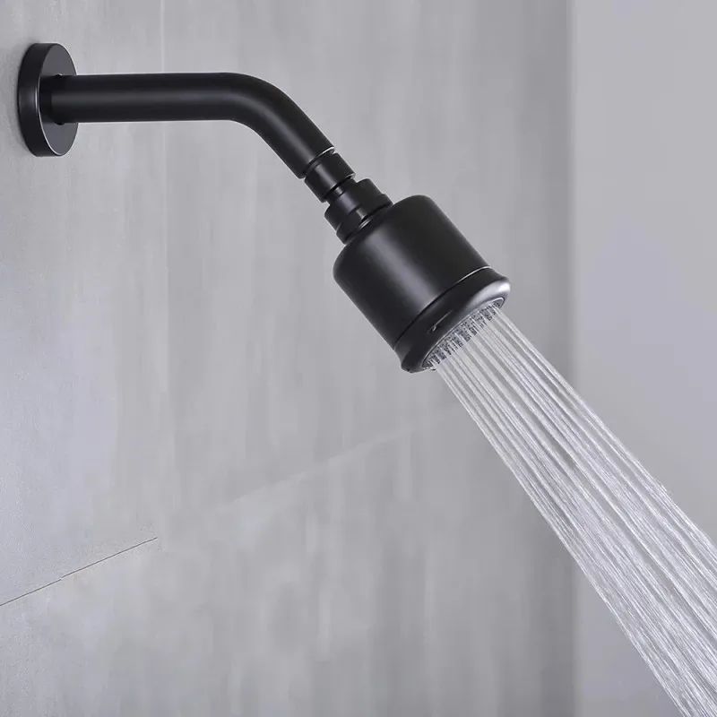6 Inch Shower Arm and Flange Solid Brass Wall Mounted Shower Arm Replacement for Fixed Shower Head Matte Black Basin Sink Faucet