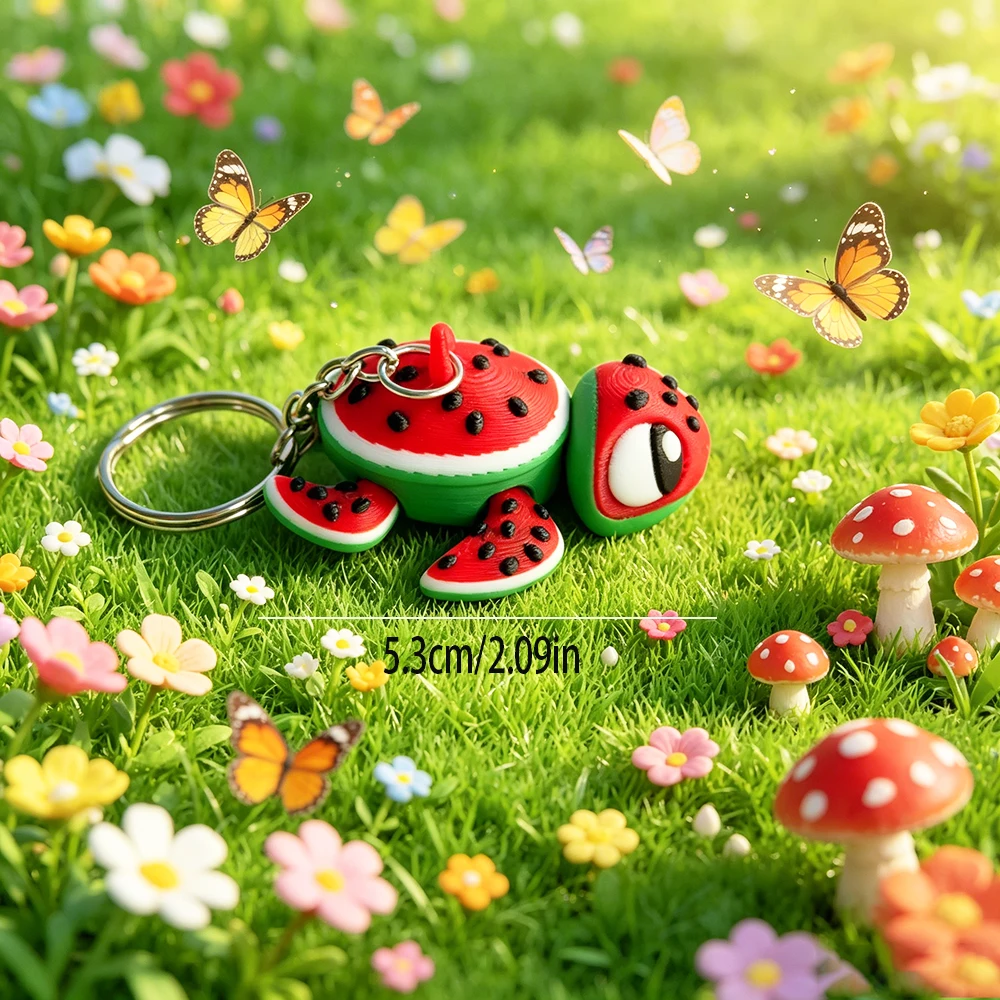 3d Printing Cute Watermelon Turtle Keychain Fantasy Theme Design, Mobile Backpack Pendant, Mobile Phone, Car, Etc