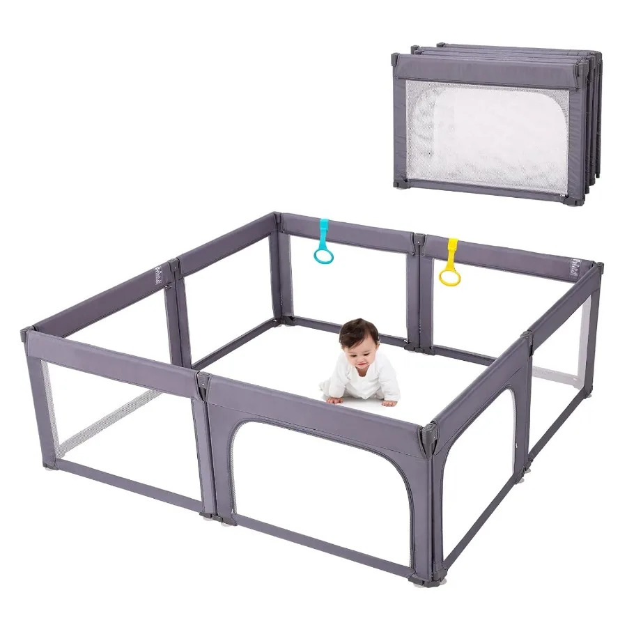 

Детский манеж, складной для малышей 1–3 лет, детский комод с регулируемой формой, 8 панелей, съемные ворота 79x71, большой игровой коврик для дома