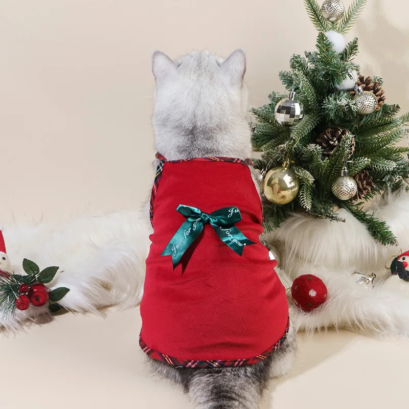 New Pet Christmas Plaid Dress Fashion Dog Dress Cat Party Dress Classic Fashion Birthday Gift Cat Accessories Pet Items