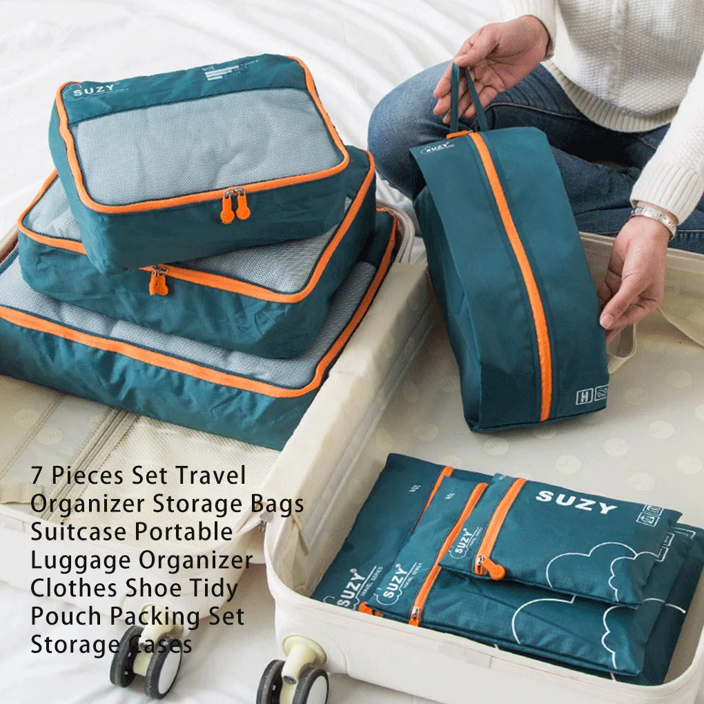 

7 Pieces Travel Storage Bag Clothes Packing Organizer Holder Cosmetics