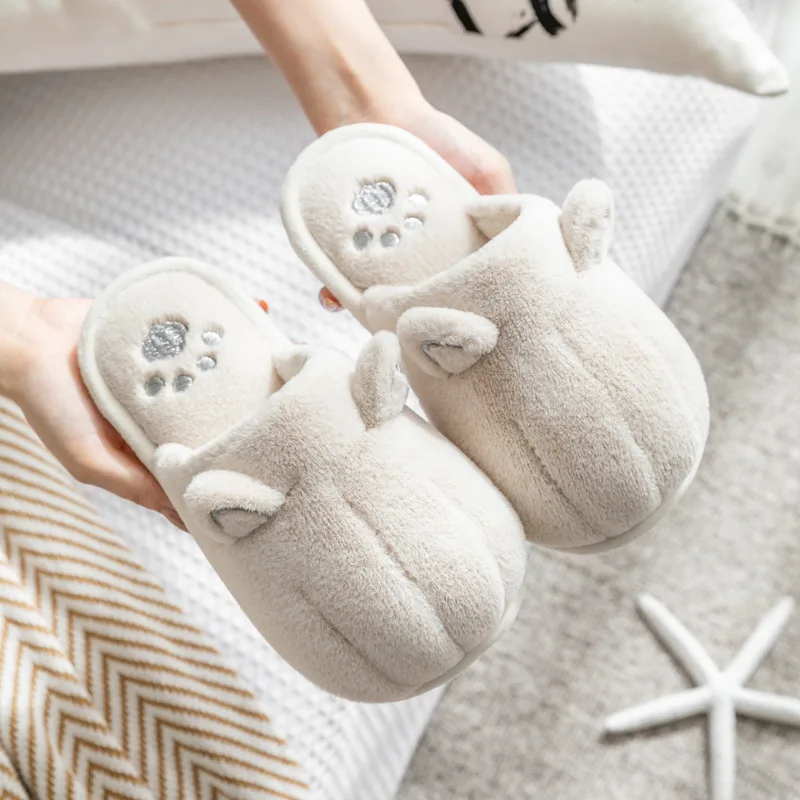 

Plush Cotton Slippers For Women In Autumn Winter Cute Parent-child Anti-skid Couples Home Warmth Indoor Men's Slipper