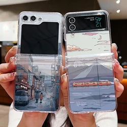 Landscape Pattern Clear Phone Case For Samsung Galaxy Z Flip 7 FE 6 5 4 3 5 Shockproof Folding Hard PC Cover For Samsung Z Flip5
